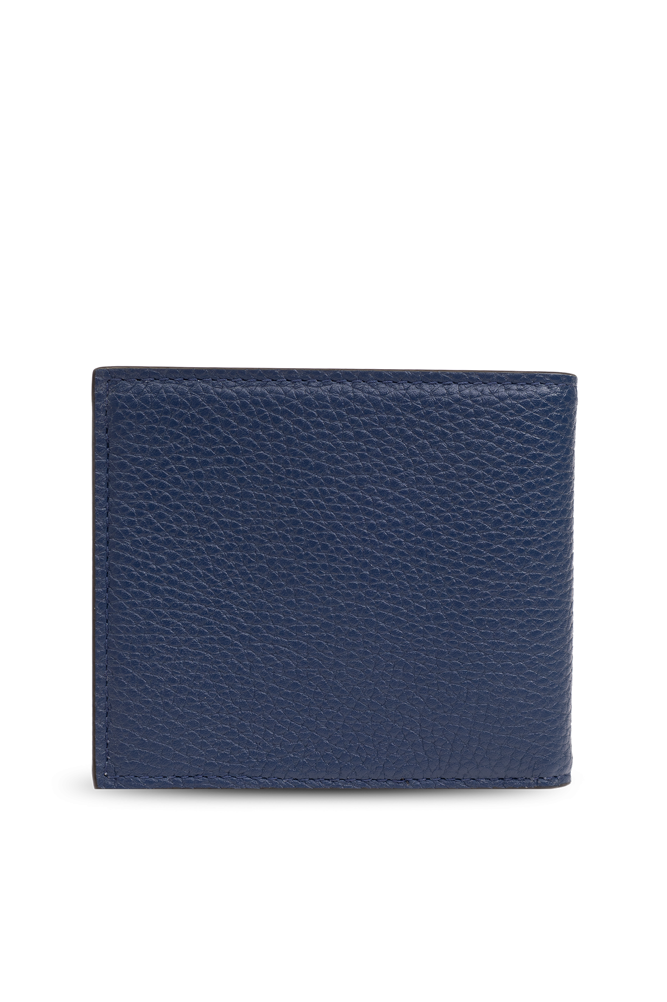 良品✨GUCCI Compact Wallet Leather Navy Vintage Gucci Bamboo Navy Blue Pebbled Leather Compact